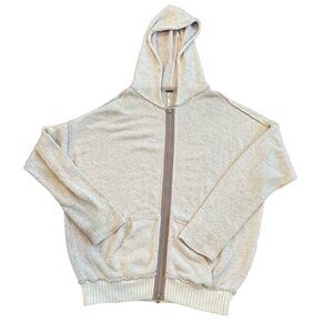 Free People Oversized XS Cream Lightweight Full Zip Hoodie Bohemian Boho Slouchy